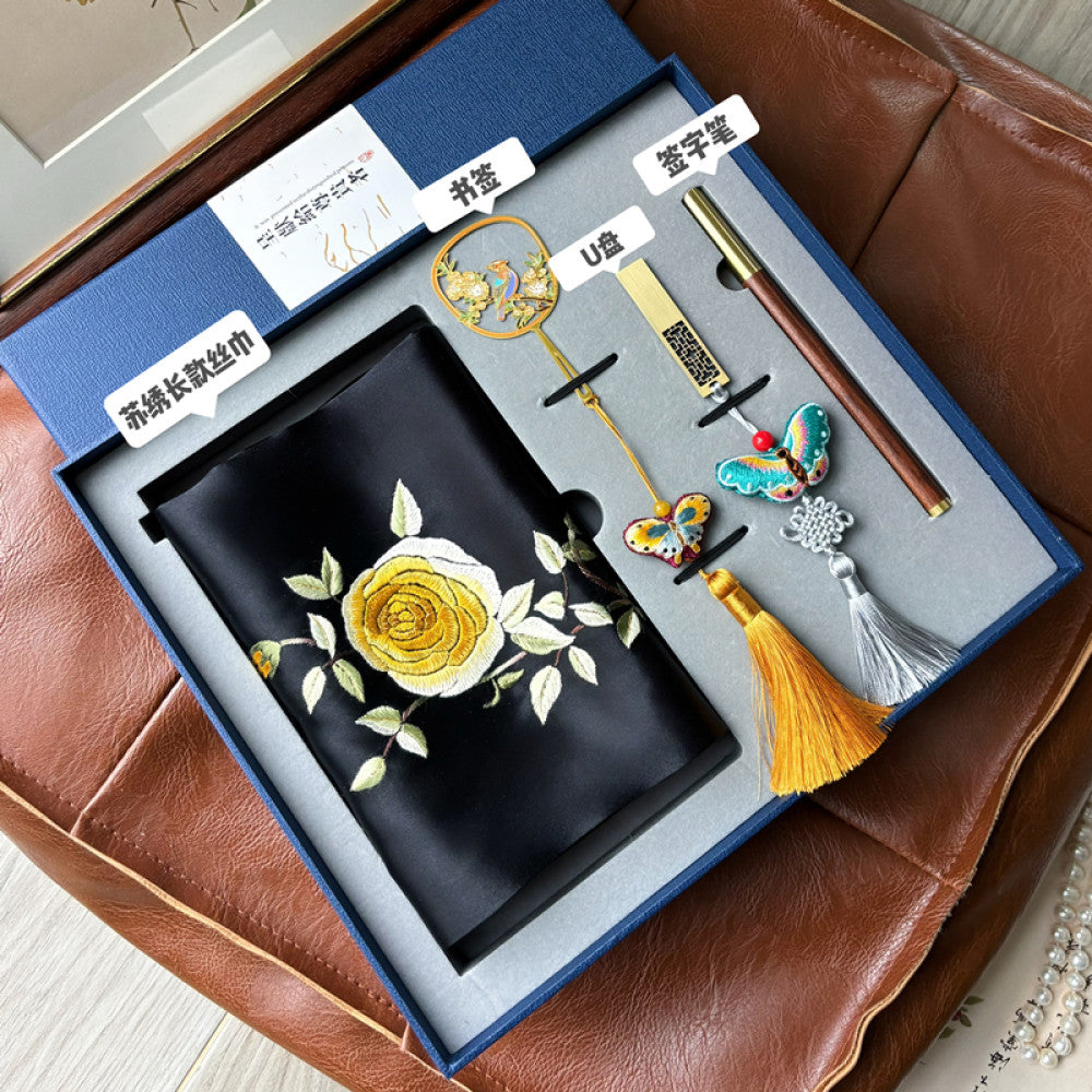 Chinese style Suzhou embroidery gift set hand embroidered silk scarf four piece holiday gift image 53