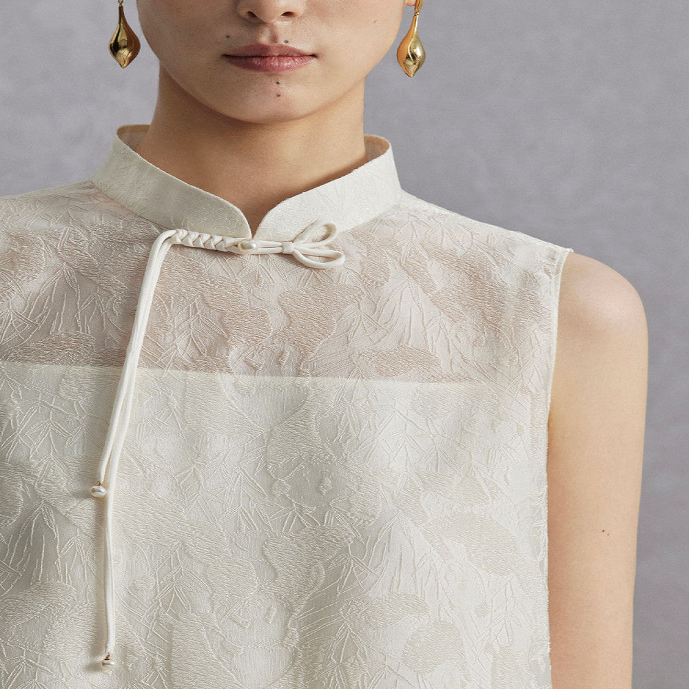 Naivee s new Chinese style high intelligence slim fit jacquard modified cheongsam sleeveless dress for women image 3