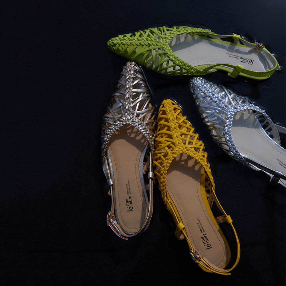 Le Murmure Simple and Elegant Style Designer Pure Hand woven Multi color Pointed Toe Comfortable Sandals for Women image 12