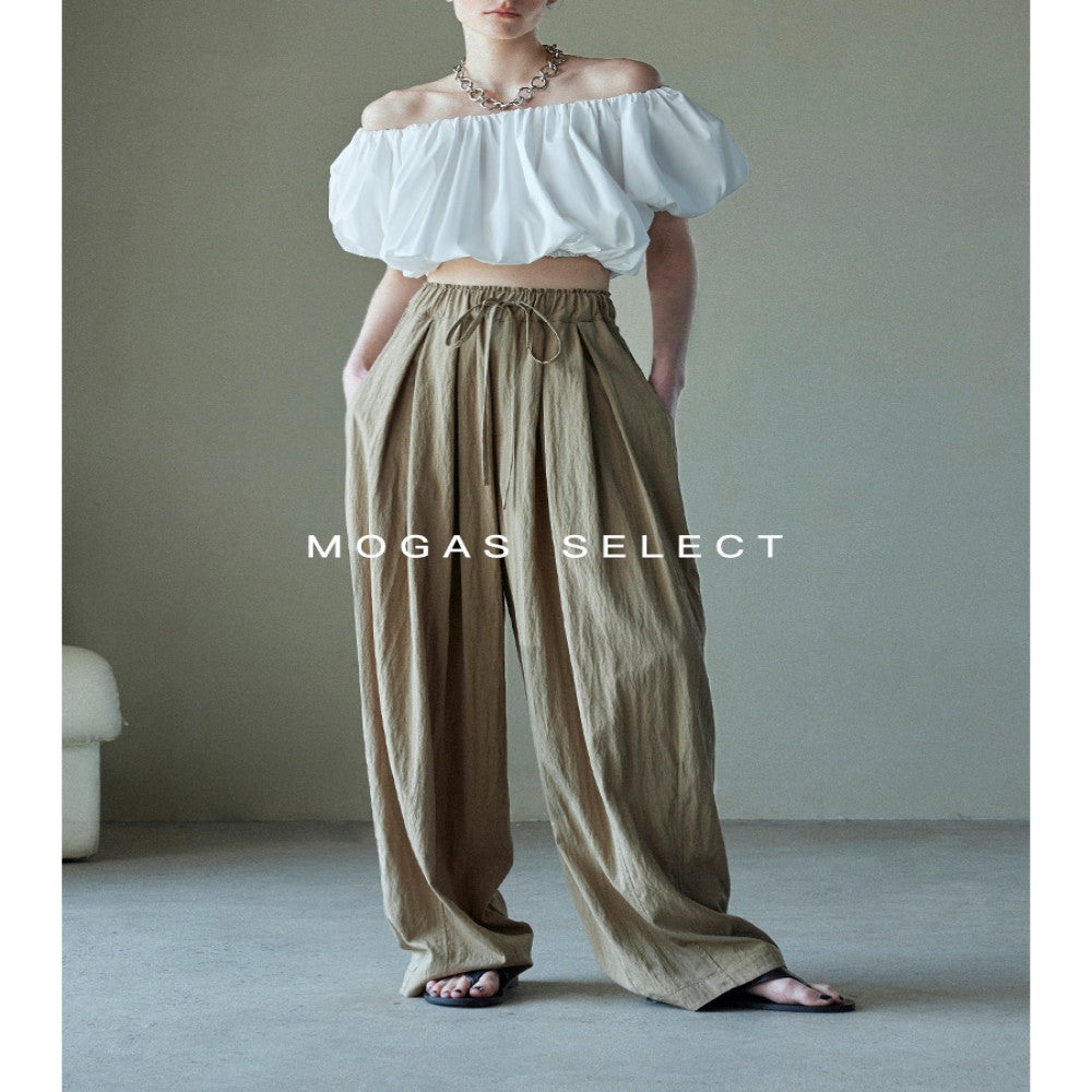 Spot Mogas Summer Cool Pants Lazy Yamamoto Pants Drawstring Folded Clouds Air Feel Wide Leg Pants Women image 14