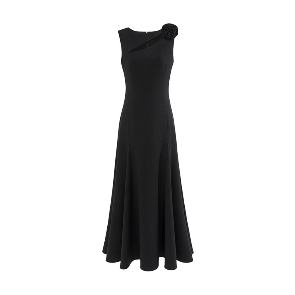 SUK Elegant Festival 2025 New White High end Temperament Black Sleeveless Dress Women s Summer Long Style image 13