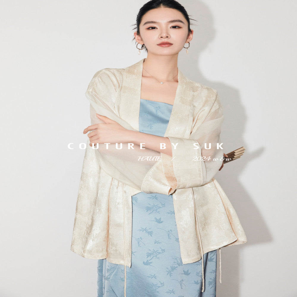SUK Fenghua Qimeng New Chinese style bamboo leaf jacquard custom acetate summer new suspender dress for women image 5