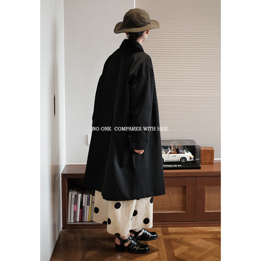 With her original niche design Japanese loose polka dot shirt cotton and linen artistic student long sleeved dress for women image 3
