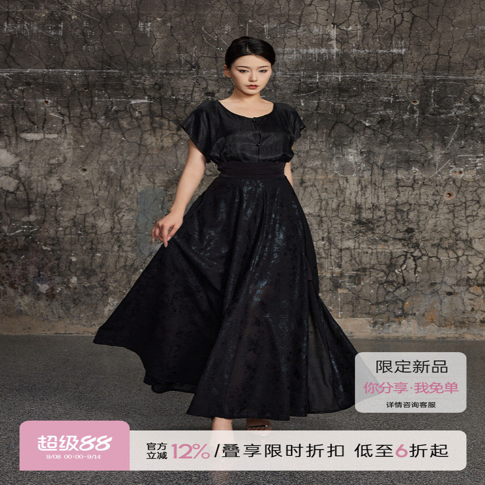 Listening to Xu Lingyun s Xia Hanfu Women s Improved Tang Tanling Original Commuting Silk Jacquard Irregular Splashed Ink Yarn Ten Broken Skirt image 32