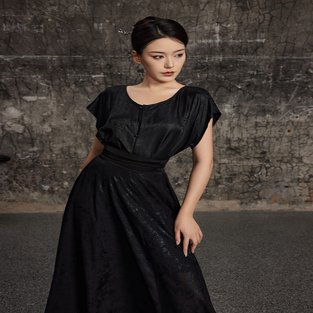 Listening to Xu Lingyun s Xia Hanfu Women s Improved Tang Tanling Original Commuting Silk Jacquard Irregular Splashed Ink Yarn Ten Broken Skirt image 33
