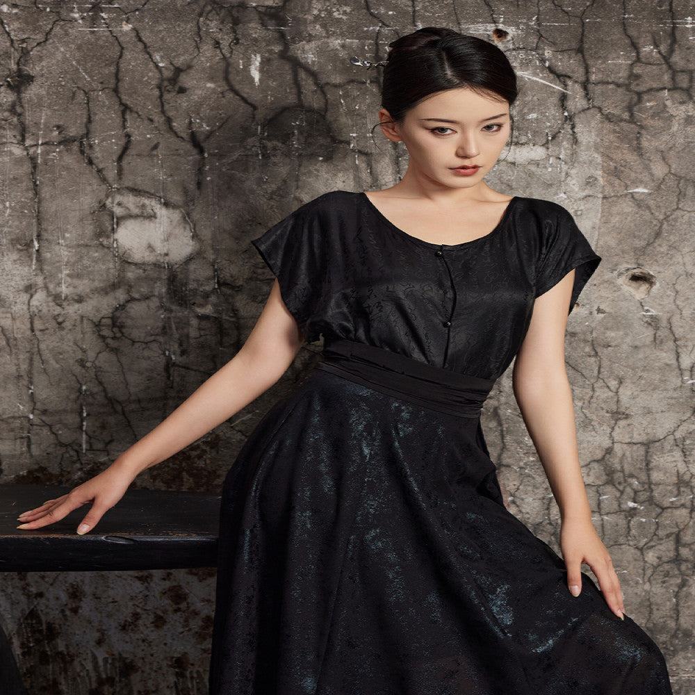 Listening to Xu Lingyun s Xia Hanfu Women s Improved Tang Tanling Original Commuting Silk Jacquard Irregular Splashed Ink Yarn Ten Broken Skirt image 35