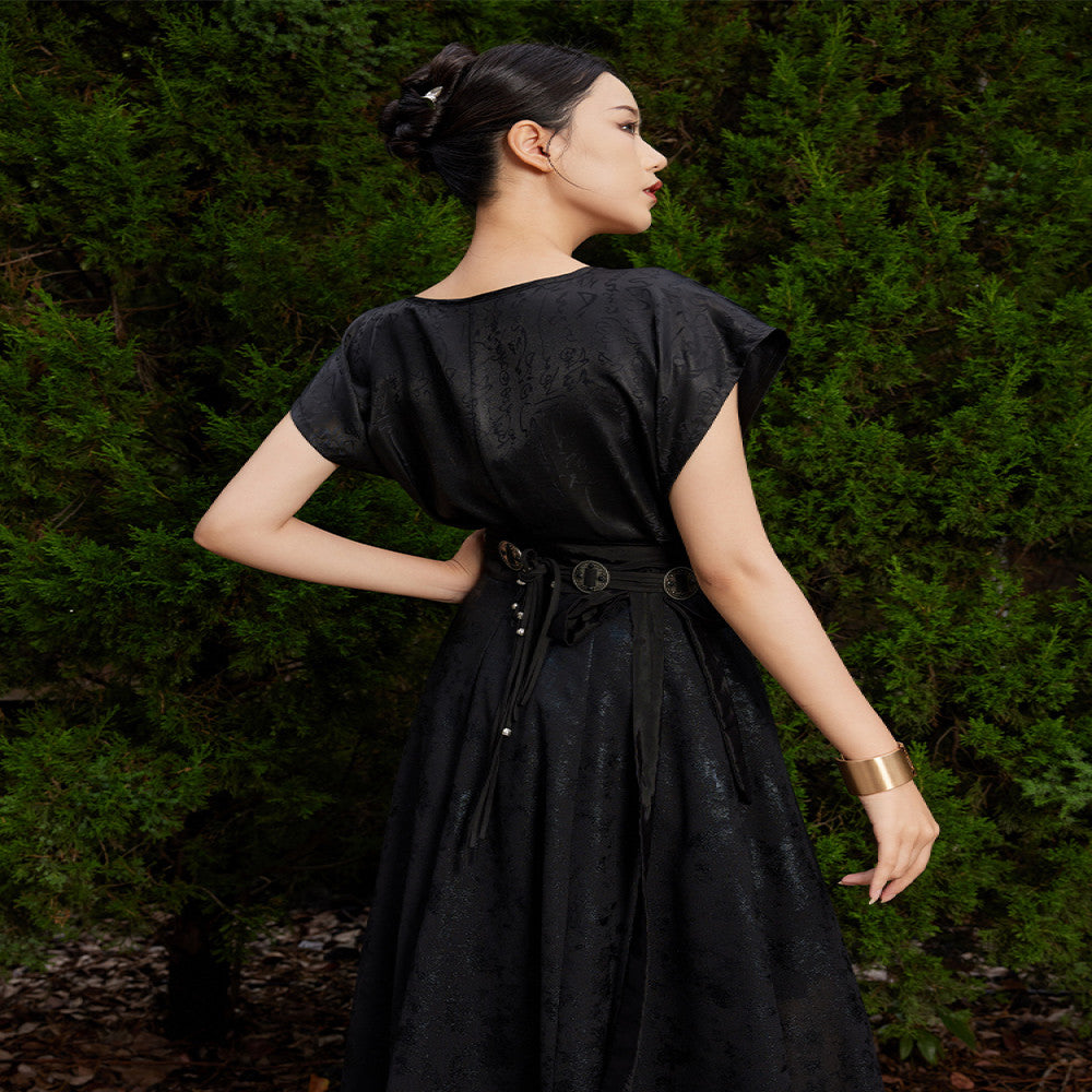 Listening to Xu Lingyun s Xia Hanfu Women s Improved Tang Tanling Original Commuting Silk Jacquard Irregular Splashed Ink Yarn Ten Broken Skirt image 1