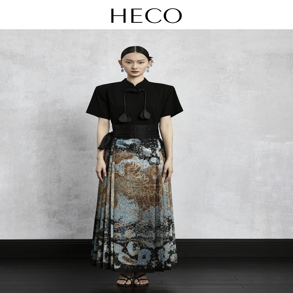 HECO Nebula Fantasy New Chinese style woven gold jacquard horse face skirt 2025 new style temperament high end half skirt image 18