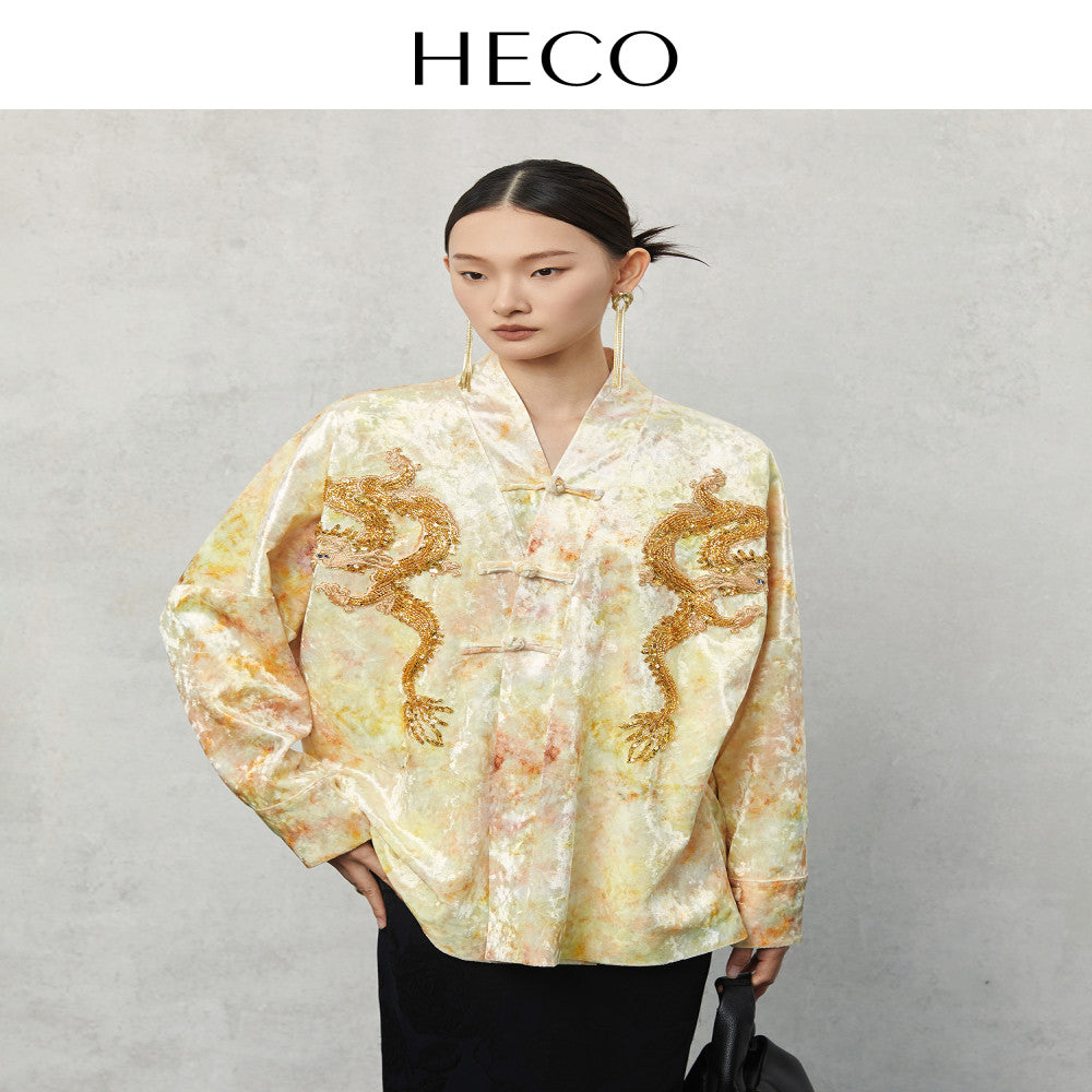 HECO Glass Cloud Dragon New Chinese Style Short Coat Autumn 2025 New Design Women s Top image 7