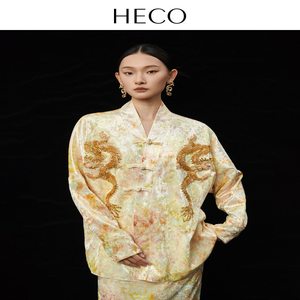 HECO Glass Cloud Dragon New Chinese Style Short Coat Autumn 2025 New Design Women s Top image 16