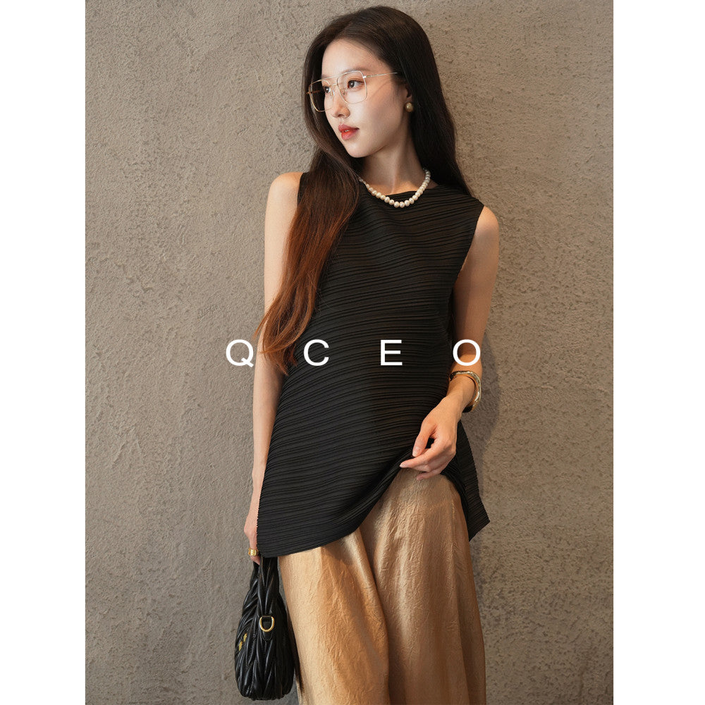 ASAYA4718 – Pleated Asymmetry Top 🌸✨