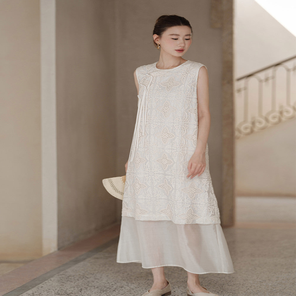 New Chinese style dress for women in the summer of 2025 with a retro and loose sloping collar and improved cheongsam image 3