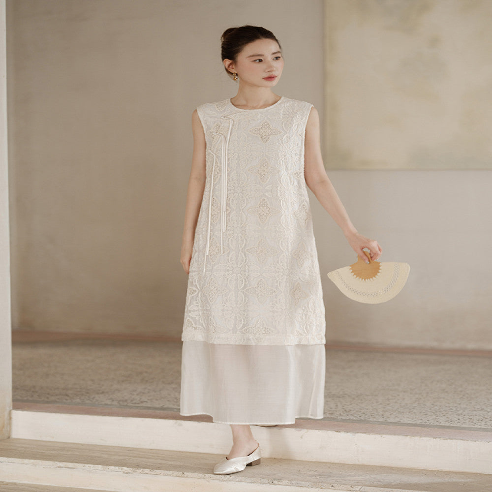 New Chinese style dress for women in the summer of 2025 with a retro and loose sloping collar and improved cheongsam image 4