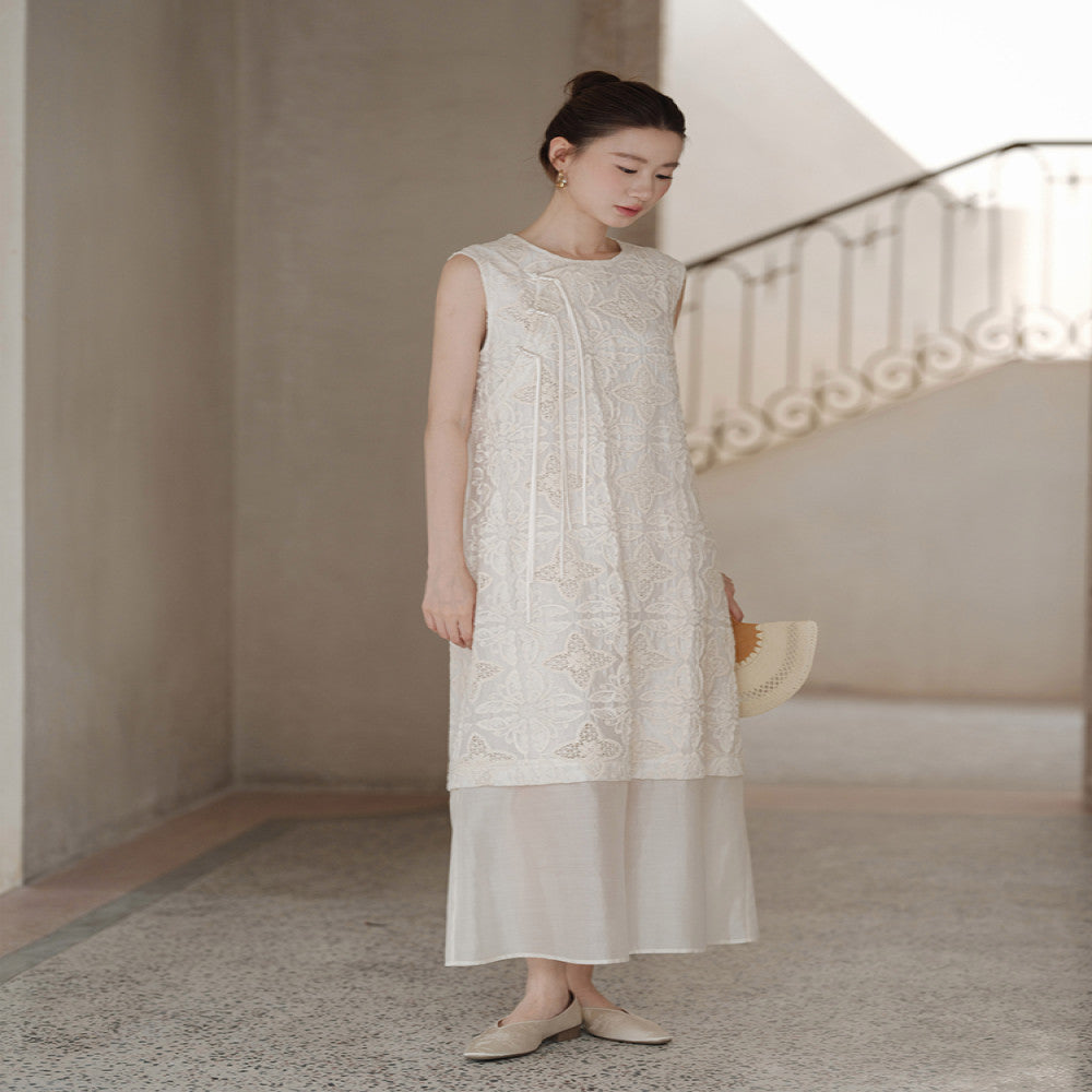 New Chinese style dress for women in the summer of 2025 with a retro and loose sloping collar and improved cheongsam image 5
