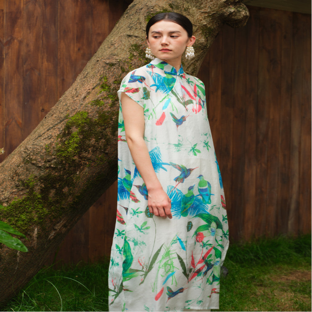 TAORAN new Chinese style improved cheongsam skirt summer retro national style young ink painting dress Zen tea dress female image 3