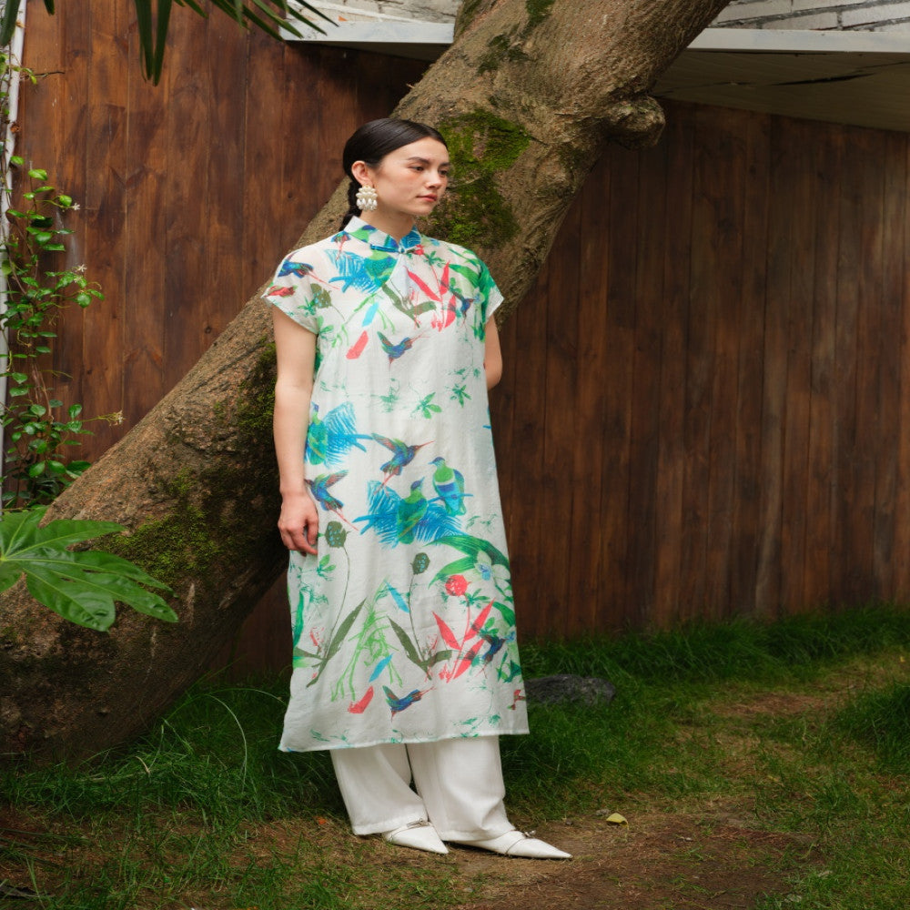 TAORAN new Chinese style improved cheongsam skirt summer retro national style young ink painting dress Zen tea dress female image 4