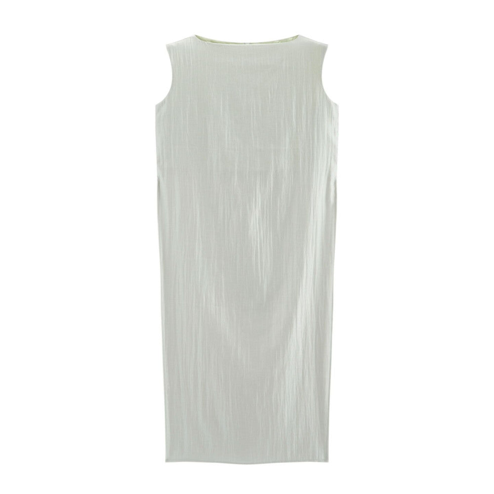 Mint green shiny silk sleeveless ribbon top for women s summer 2024 new design niche and unique T shirt with three views image 5