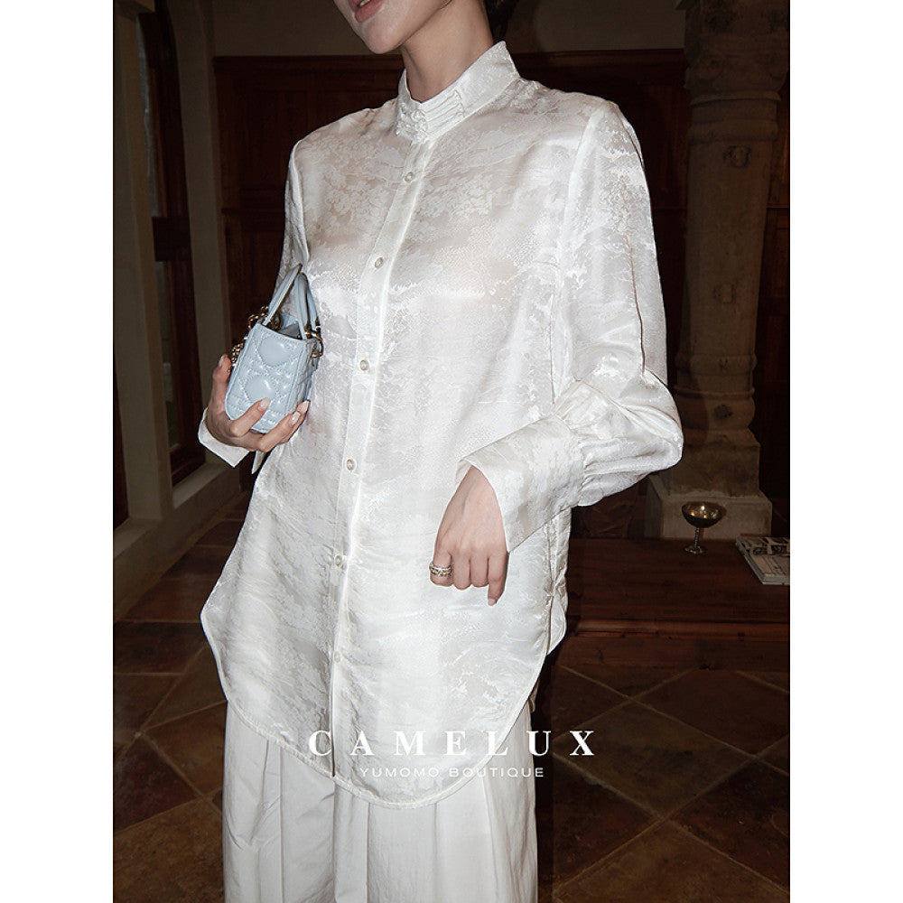 Camelux silk linen summer Chinese style linen hand embroidered beaded vest silk jacquard shirt image 7
