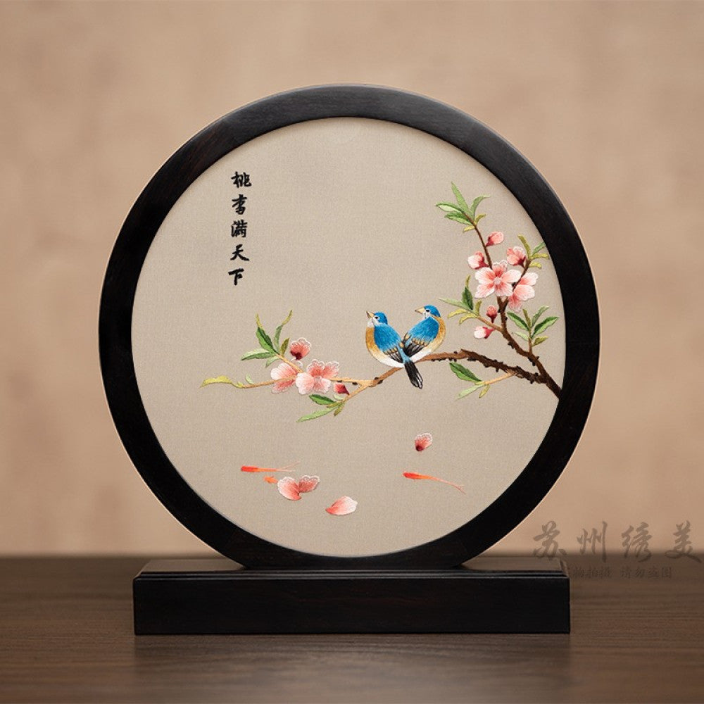 ASAYA3041 Embroidery ornaments Suzhou double-sided embroidery desktop ornaments creative table embroidery beauty retro table screen