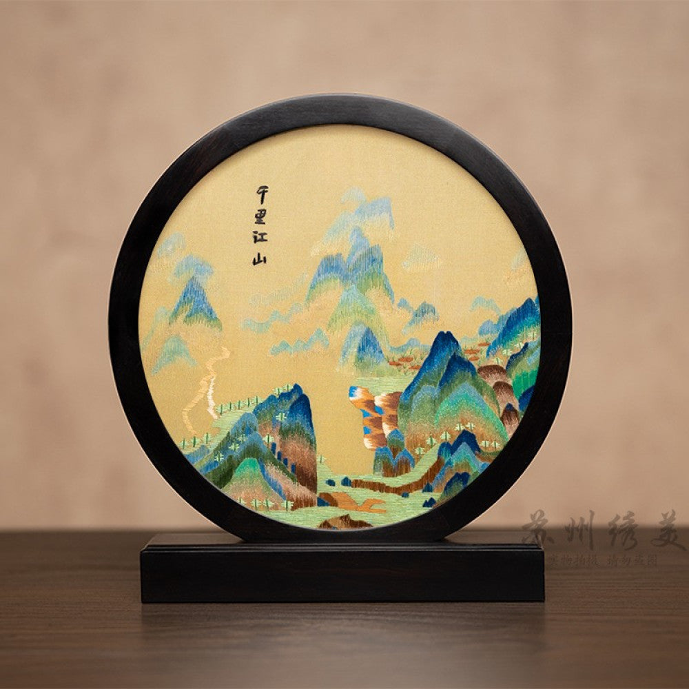 Embroidery ornament Suzhou double sided embroidery desktop ornament creative table embroidery beautiful retro table screen Chinese style business gift image 154
