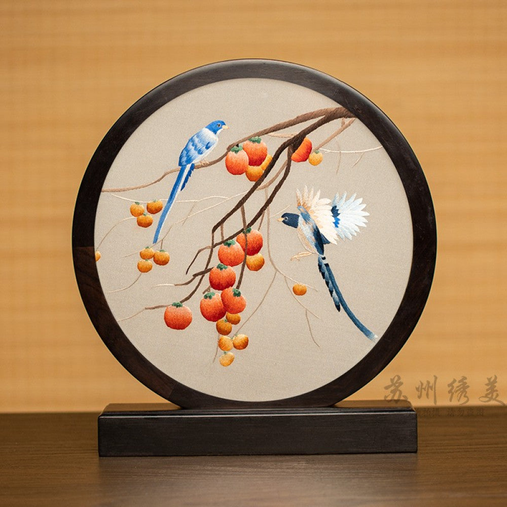 Embroidery ornament Suzhou double sided embroidery desktop ornament creative table embroidery beautiful retro table screen Chinese style business gift image 5