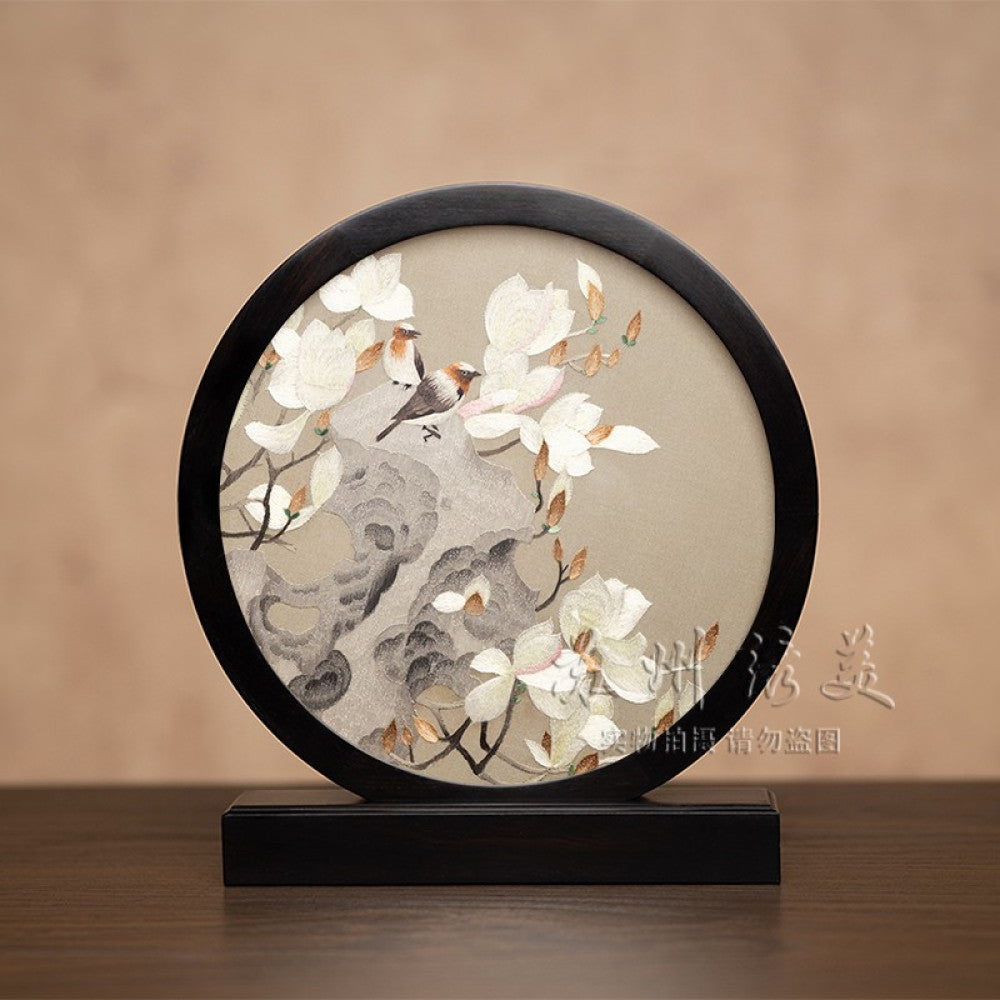 ASAYA3041 Embroidery ornaments Suzhou double-sided embroidery desktop ornaments creative table embroidery beauty retro table screen