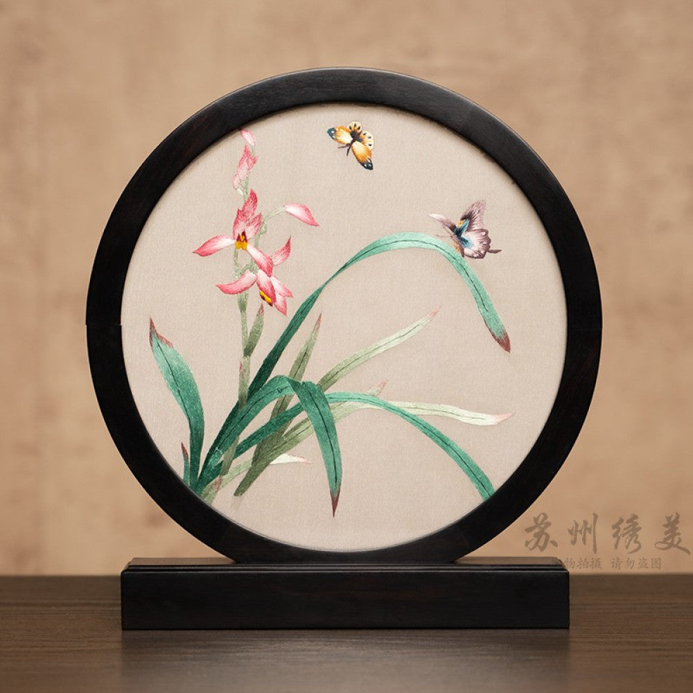 ASAYA3041 Embroidery ornaments Suzhou double-sided embroidery desktop ornaments creative table embroidery beauty retro table screen