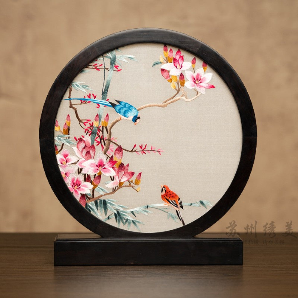 Embroidery ornament Suzhou double sided embroidery desktop ornament creative table embroidery beautiful retro table screen Chinese style business gift image 17