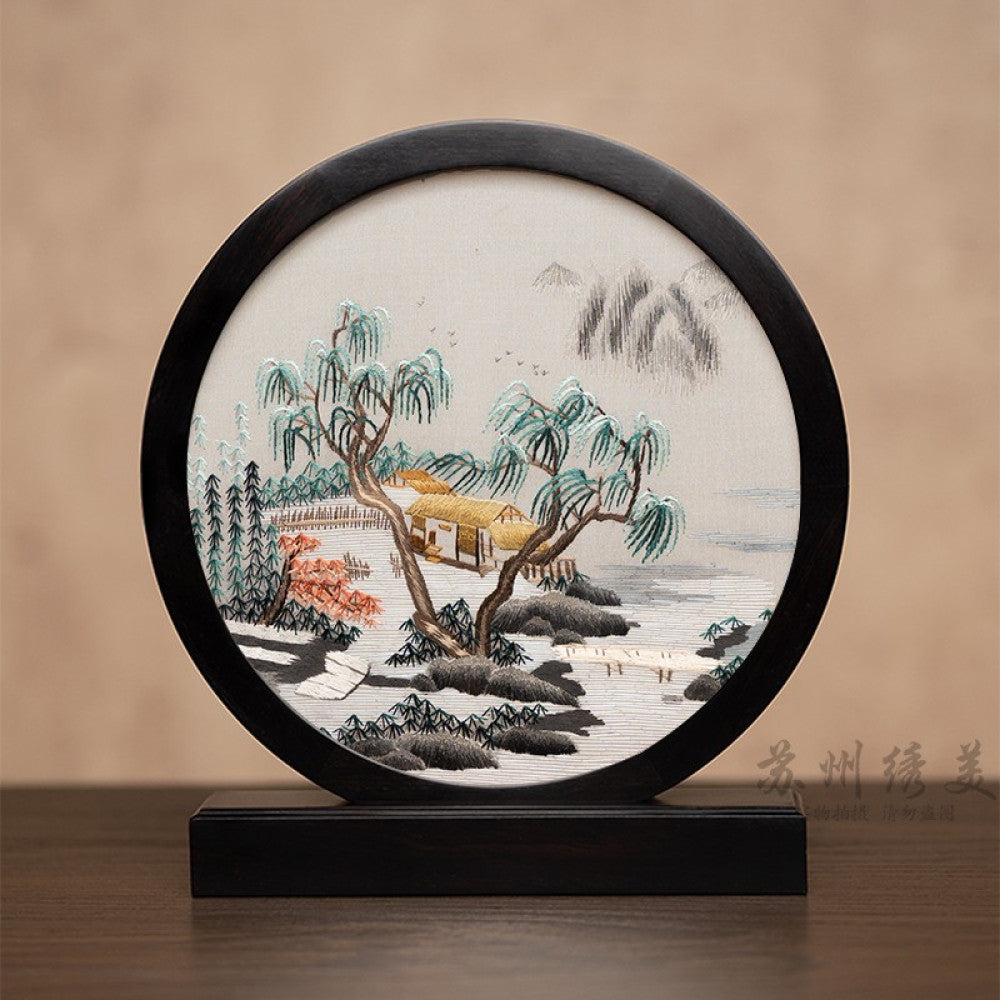 Embroidery ornament Suzhou double sided embroidery desktop ornament creative table embroidery beautiful retro table screen Chinese style business gift image 27