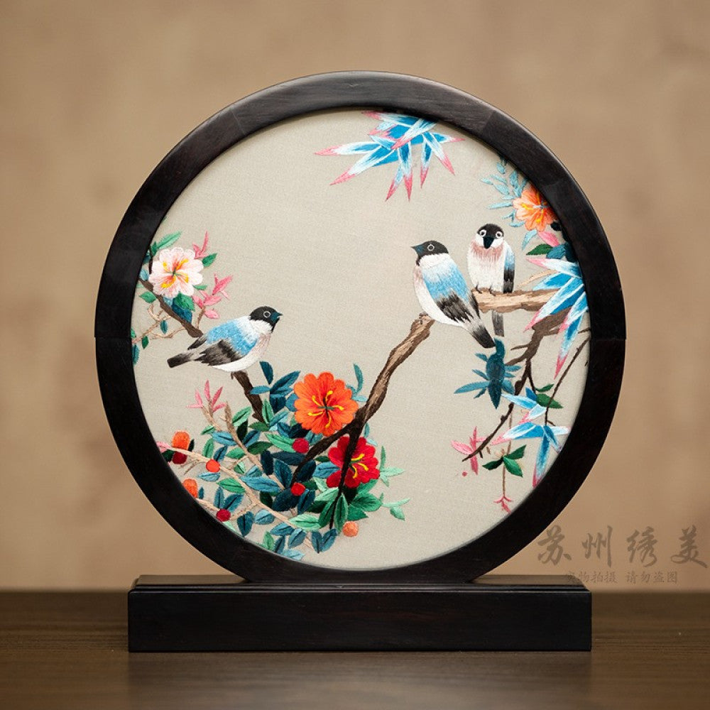 Embroidery ornament Suzhou double sided embroidery desktop ornament creative table embroidery beautiful retro table screen Chinese style business gift image 33
