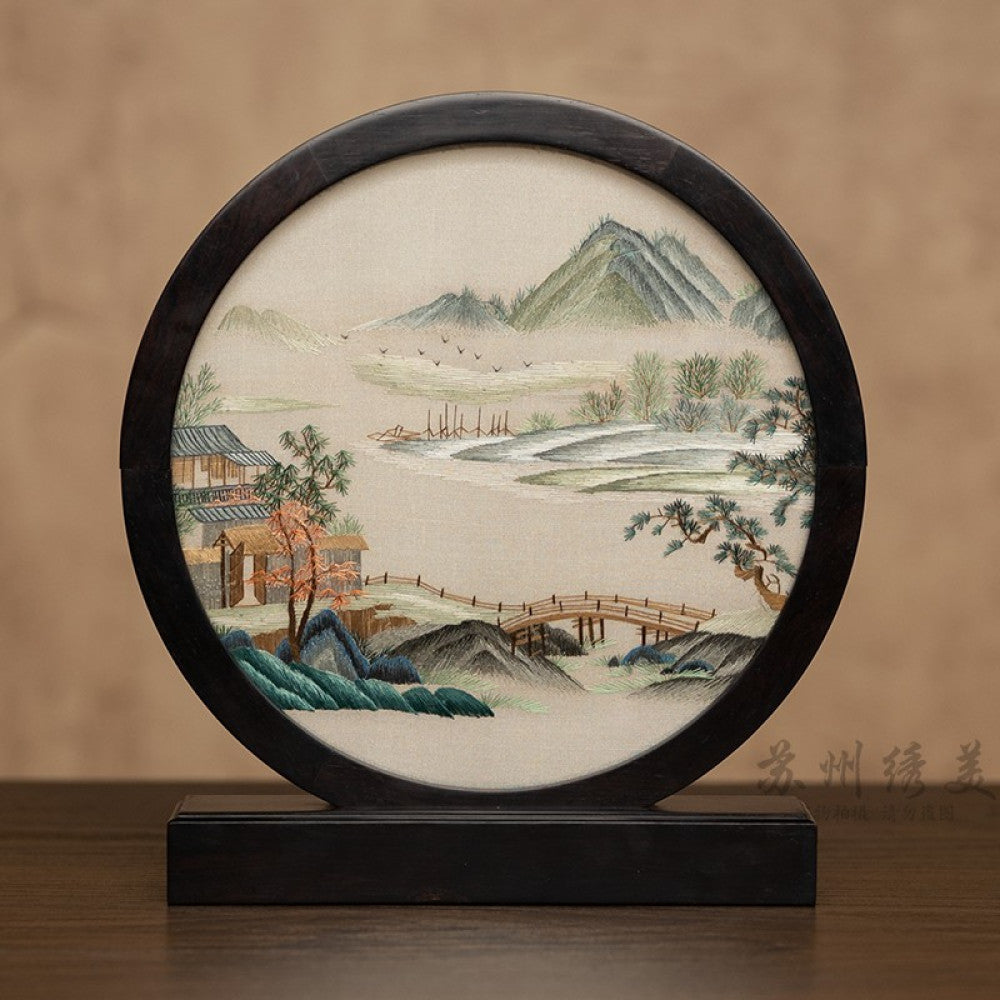 Embroidery ornament Suzhou double sided embroidery desktop ornament creative table embroidery beautiful retro table screen Chinese style business gift image 43