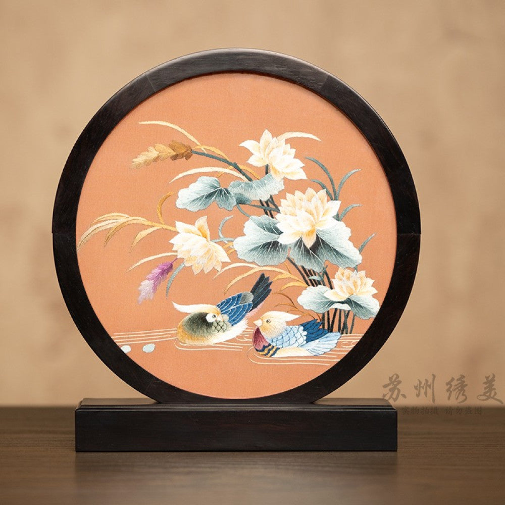 Embroidery ornament Suzhou double sided embroidery desktop ornament creative table embroidery beautiful retro table screen Chinese style business gift image 45