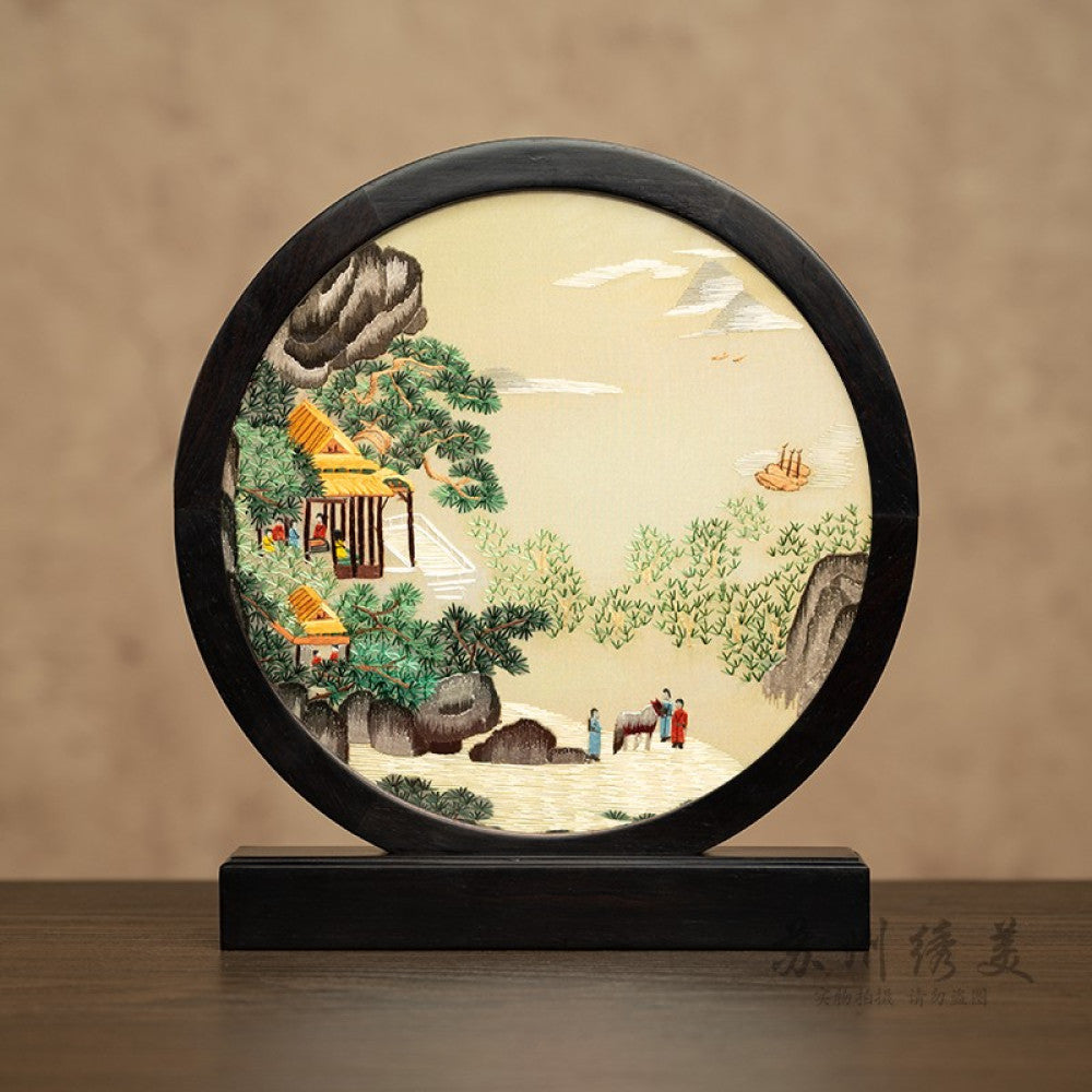 Embroidery ornament Suzhou double sided embroidery desktop ornament creative table embroidery beautiful retro table screen Chinese style business gift image 51