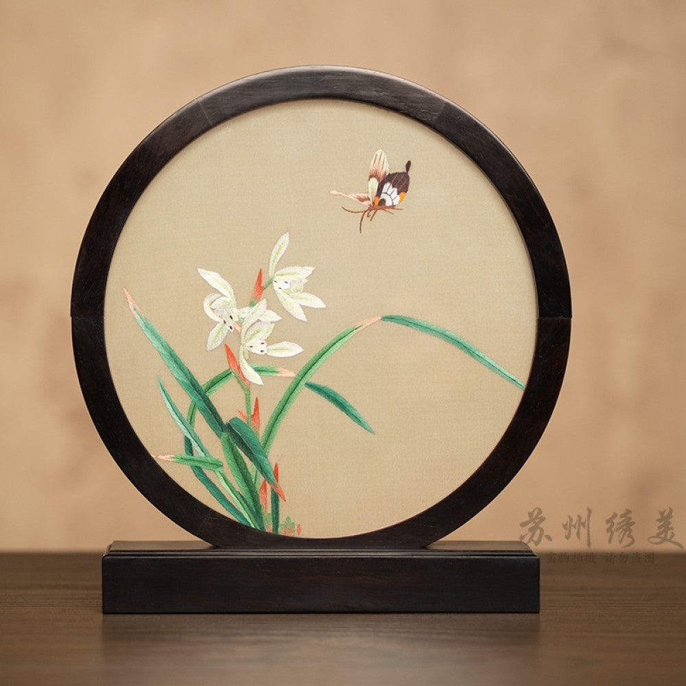 Embroidery ornament Suzhou double sided embroidery desktop ornament creative table embroidery beautiful retro table screen Chinese style business gift image 63