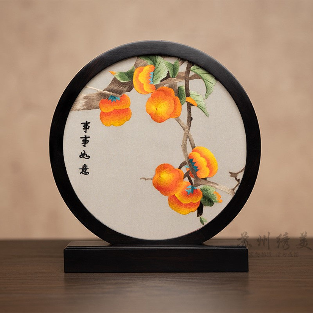ASAYA3041 Embroidery ornaments Suzhou double-sided embroidery desktop ornaments creative table embroidery beauty retro table screen