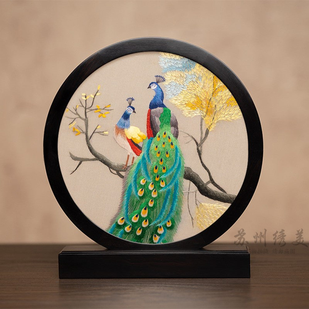 ASAYA3041 Embroidery ornaments Suzhou double-sided embroidery desktop ornaments creative table embroidery beauty retro table screen