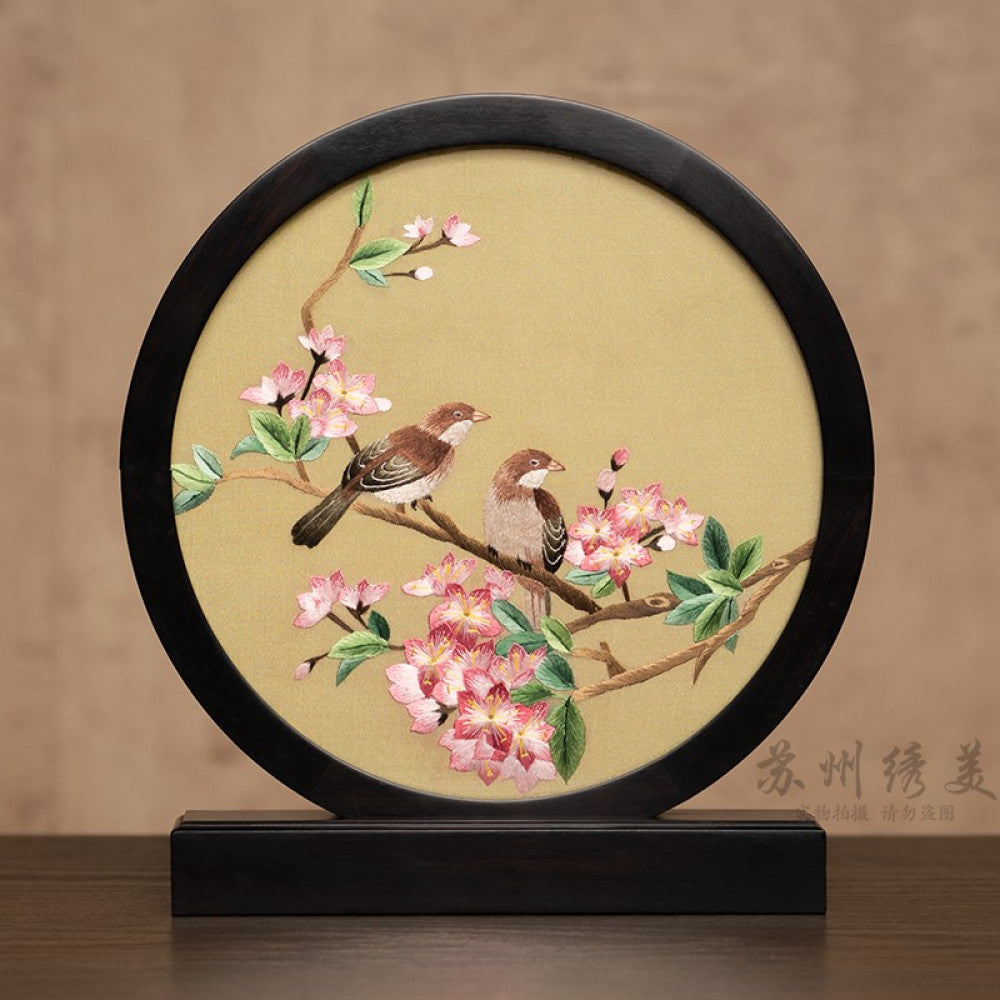 Embroidery ornament Suzhou double sided embroidery desktop ornament creative table embroidery beautiful retro table screen Chinese style business gift image 76
