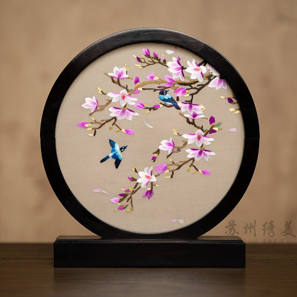 ASAYA3041 Embroidery ornaments Suzhou double-sided embroidery desktop ornaments creative table embroidery beauty retro table screen