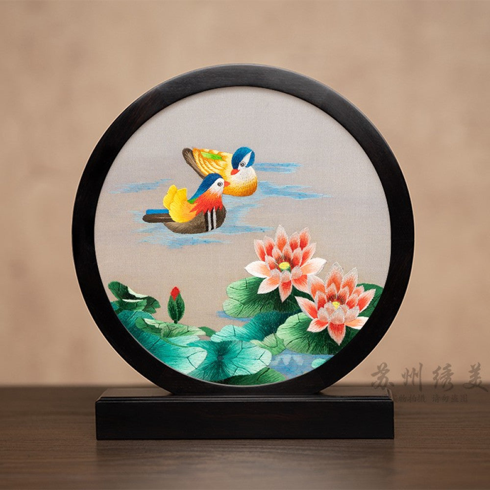 ASAYA3041 Embroidery ornaments Suzhou double-sided embroidery desktop ornaments creative table embroidery beauty retro table screen