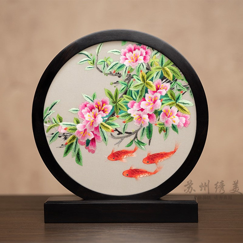 Embroidery ornament Suzhou double sided embroidery desktop ornament creative table embroidery beautiful retro table screen Chinese style business gift image 103