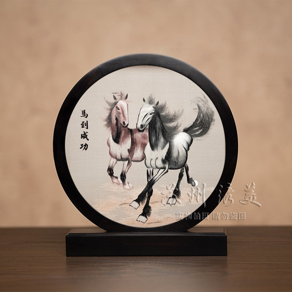 Embroidery ornament Suzhou double sided embroidery desktop ornament creative table embroidery beautiful retro table screen Chinese style business gift image 109