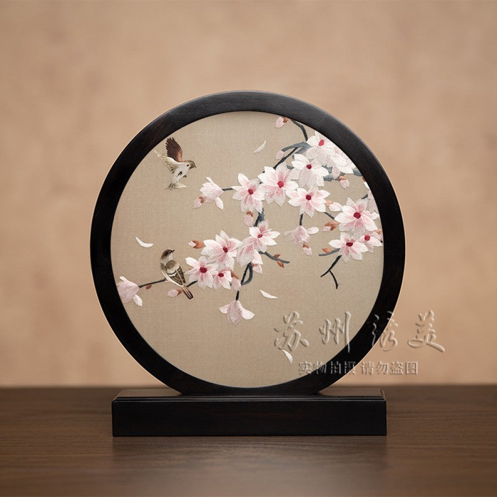 Embroidery ornament Suzhou double sided embroidery desktop ornament creative table embroidery beautiful retro table screen Chinese style business gift image 112