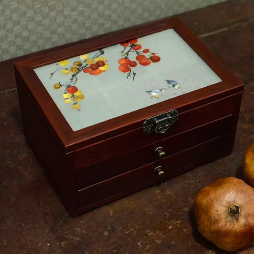 Embroidery jewelry box Chinese classical Suzhou embroidery solid wood storage box accessory three layer storage Suzhou embroidery beauty specialty gift image 17