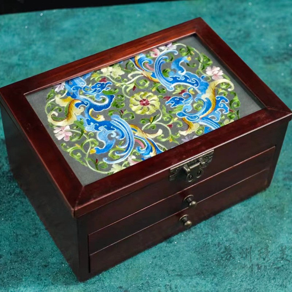 Embroidery jewelry box Chinese classical Suzhou embroidery solid wood storage box accessory three layer storage Suzhou embroidery beauty specialty gift image 58