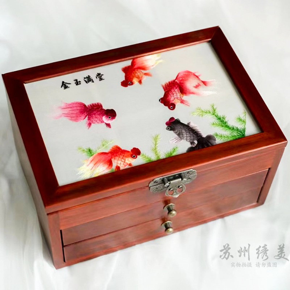 ASAYA3040 Embroidered jewelry box Chinese classical Suzhou embroidery solid wood storage box
