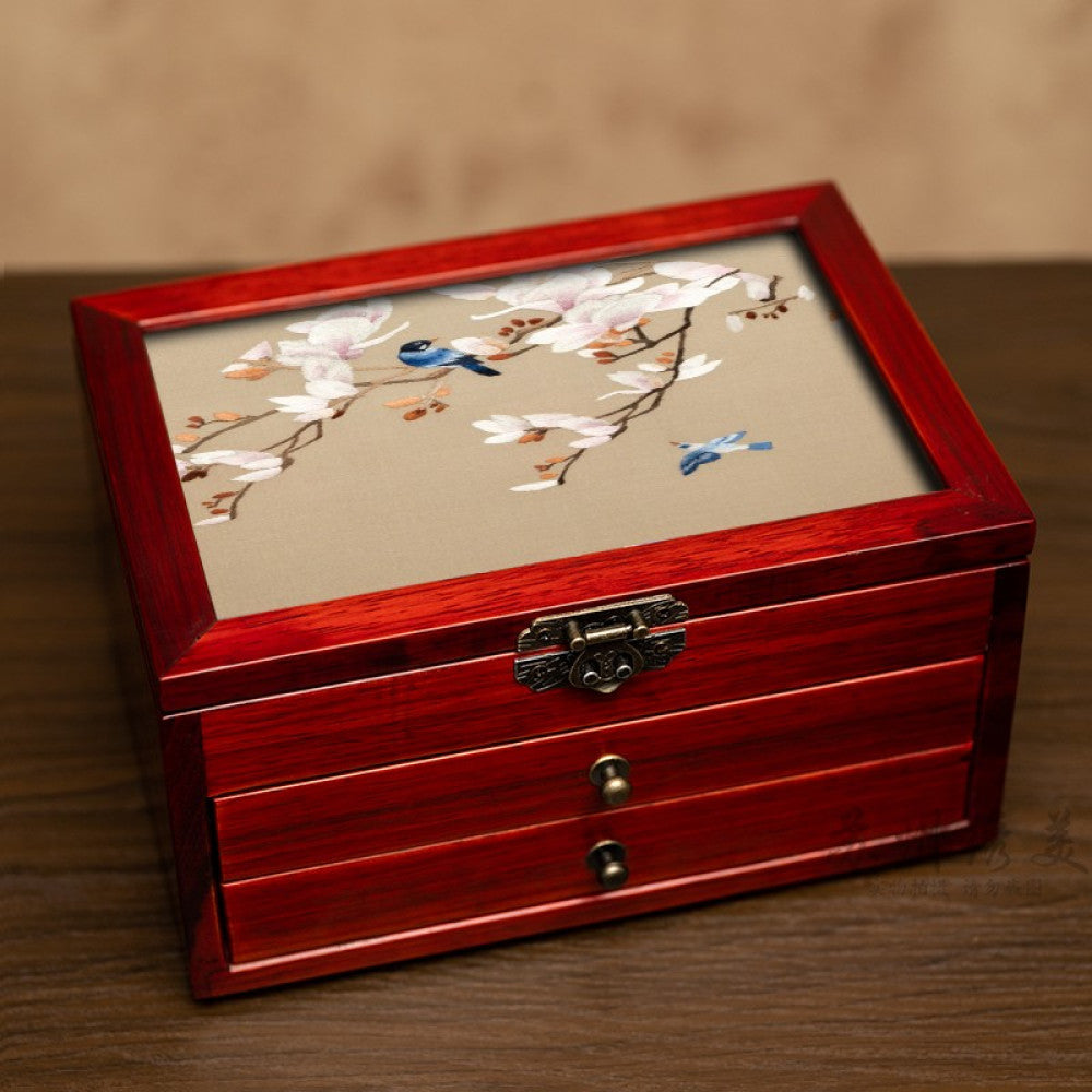 ASAYA3040 Embroidered jewelry box Chinese classical Suzhou embroidery solid wood storage box