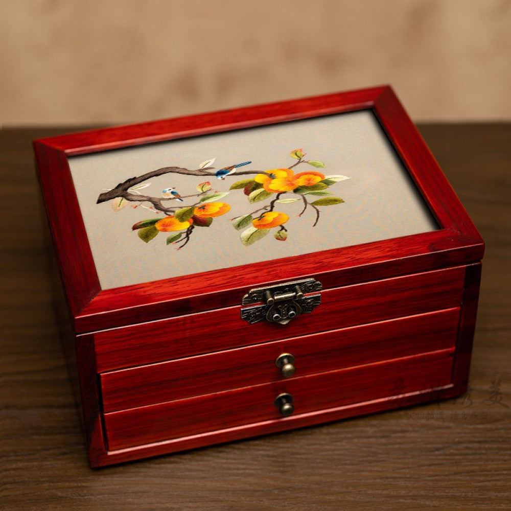 Embroidery jewelry box Chinese classical Suzhou embroidery solid wood storage box accessory three layer storage Suzhou embroidery beauty specialty gift image 112