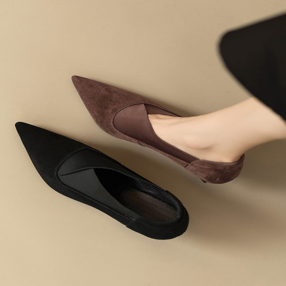2025 French pointed versatile single shoes for women s spring and autumn new style commuting bare boots V neck slim heel leather high heels image 34