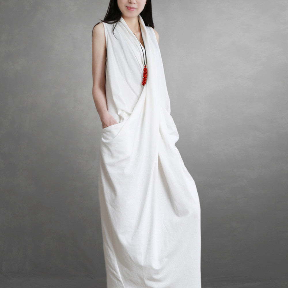 Xifeng brand pure cotton goddess style dress looks slim irregular elegant solid color vest skirt beautiful for spring and summer 2025 image 3