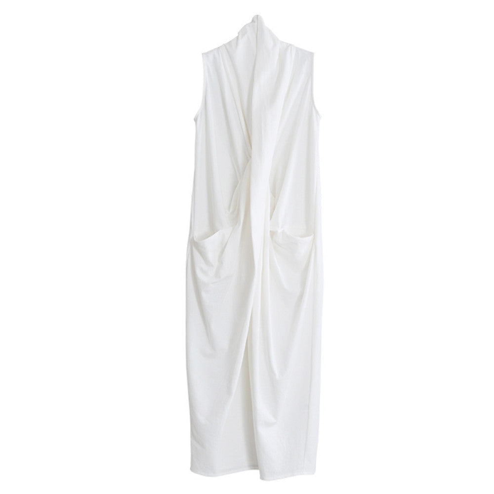 Xifeng brand pure cotton goddess style dress looks slim irregular elegant solid color vest skirt beautiful for spring and summer 2025 image 5